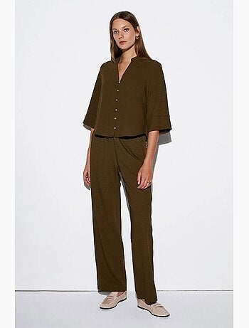 Pantaloni in crêpe a gamba ampia da donna dilvin