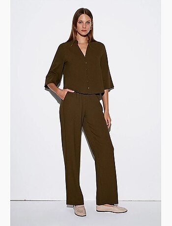 Pantaloni in crêpe a gamba ampia da donna dilvin