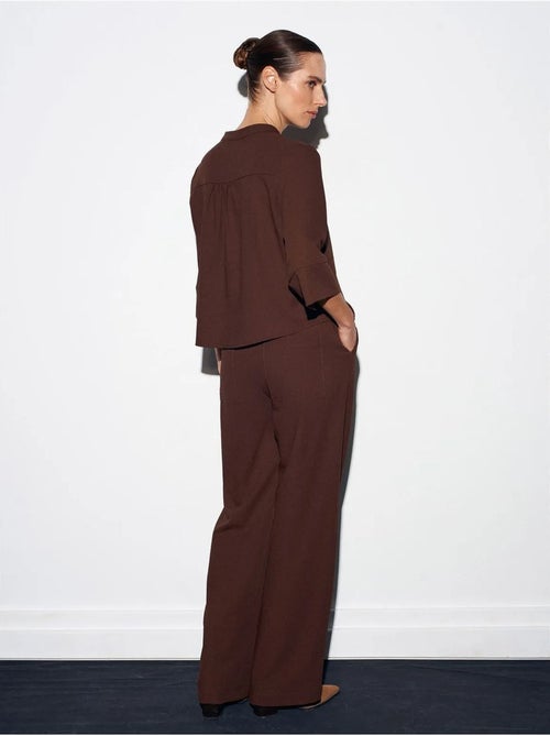 Pantaloni in crêpe a gamba ampia da donna - Kiabi