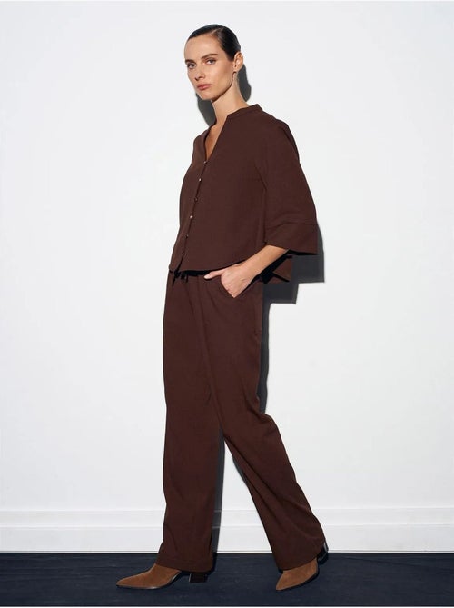 Pantaloni in crêpe a gamba ampia da donna - Kiabi