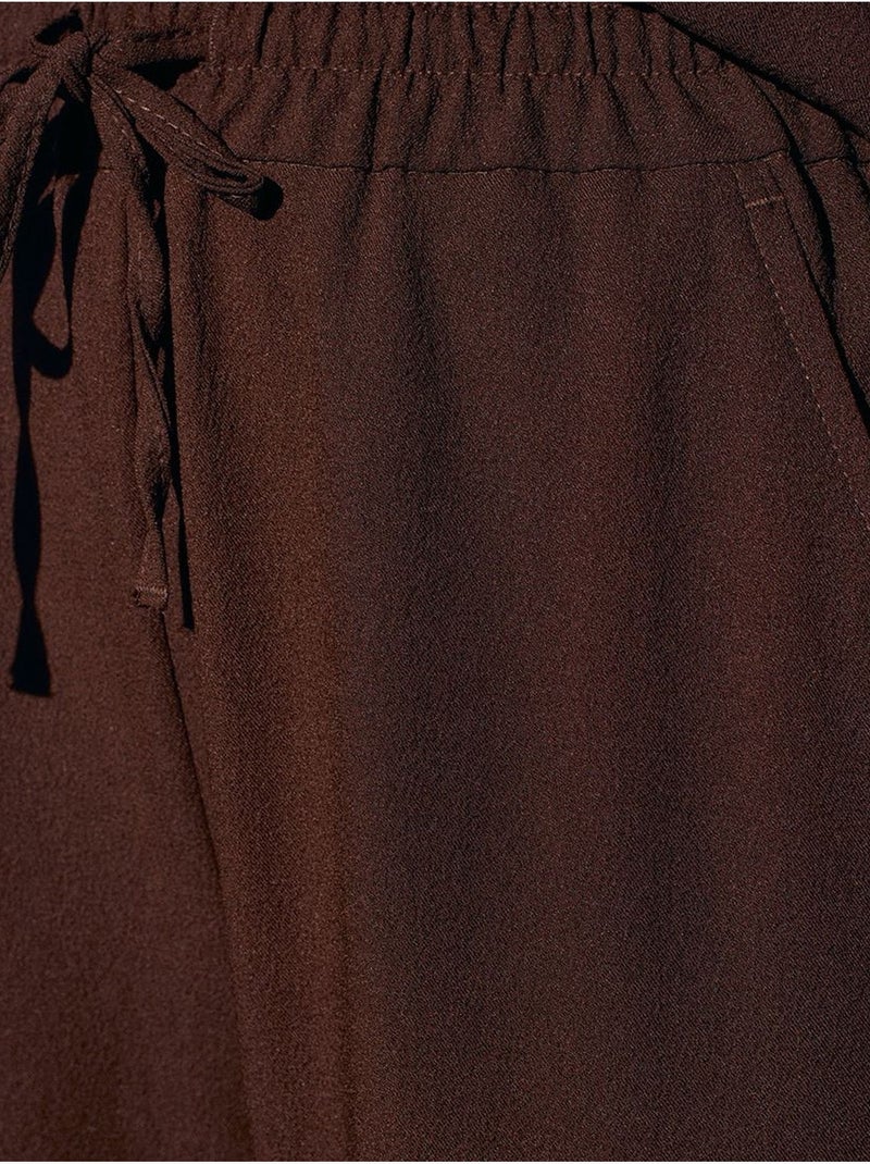 Pantaloni in crêpe a gamba ampia da donna Marrone cioccolato - Kiabi