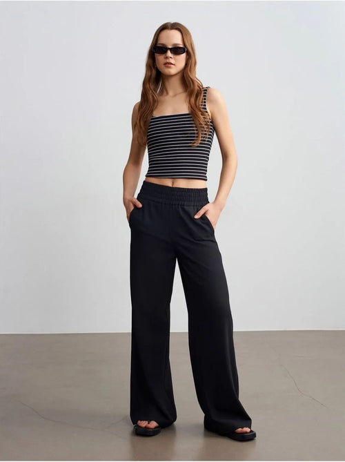Pantaloni in crêpe a gamba ampia da donna - Kiabi Pantaloni in crêpe a gamba ampia da donna - Kiabi