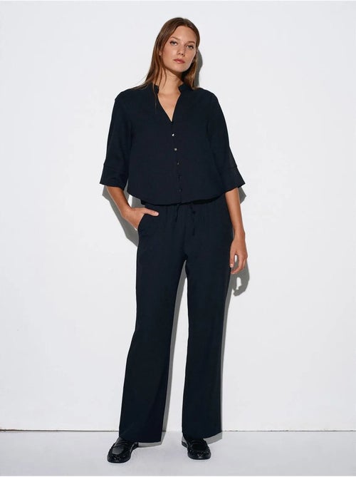 Pantaloni in crêpe a gamba ampia da donna - Kiabi