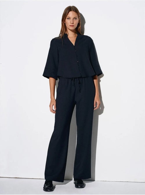 Pantaloni in crêpe a gamba ampia da donna - Kiabi