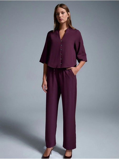 Pantaloni in crêpe a gamba ampia da donna - Kiabi