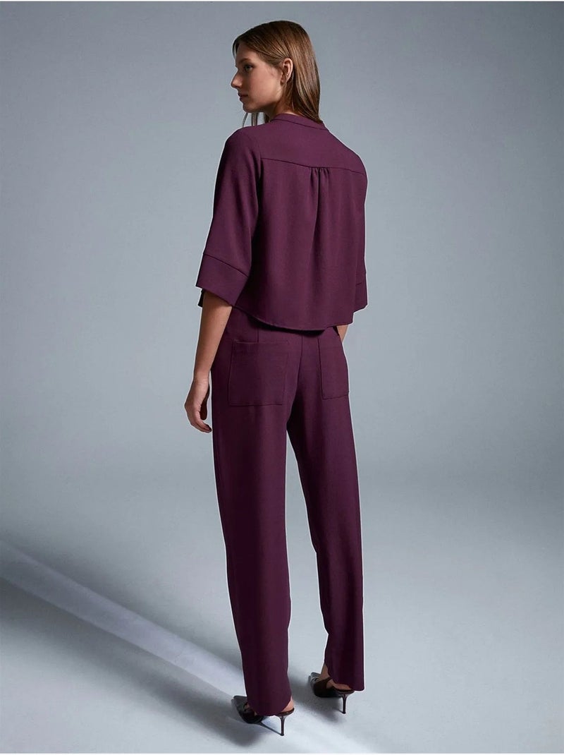 Pantaloni in crêpe a gamba ampia da donna Rosso bordeaux - Kiabi