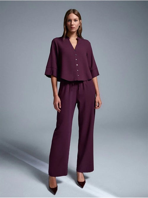 Pantaloni in crêpe a gamba ampia da donna - Kiabi