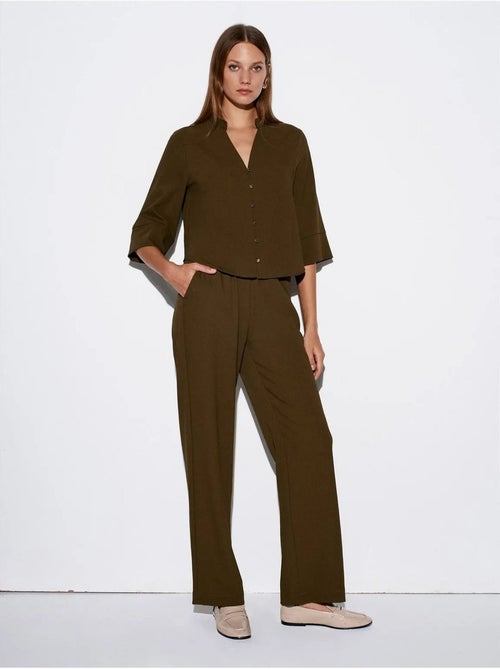 Pantaloni in crêpe a gamba ampia da donna - Kiabi Pantaloni in crêpe a gamba ampia da donna - Kiabi