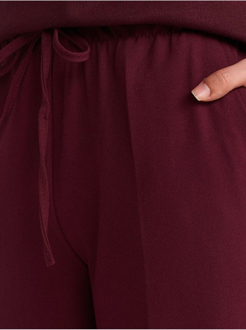 Pantaloni in crêpe a gamba ampia dilvin Rosso bordeaux - Kiabi