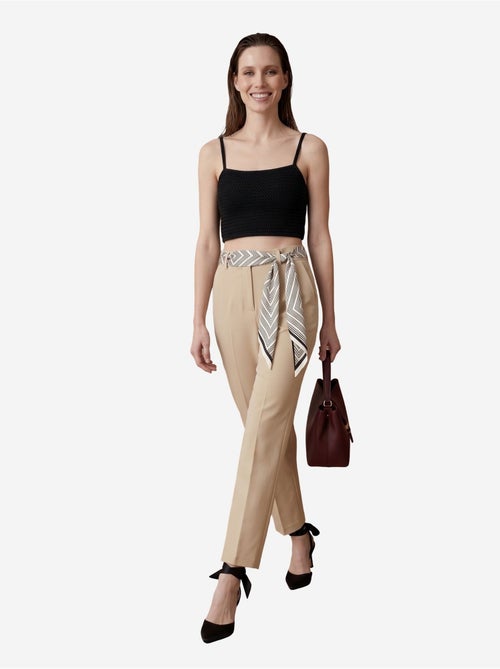 Pantaloni in crêpe a gamba dritta a vita alta con cintura my fashion - Kiabi Pantaloni in crêpe a gamba dritta a vita alta con cintura my fashion - Kiabi