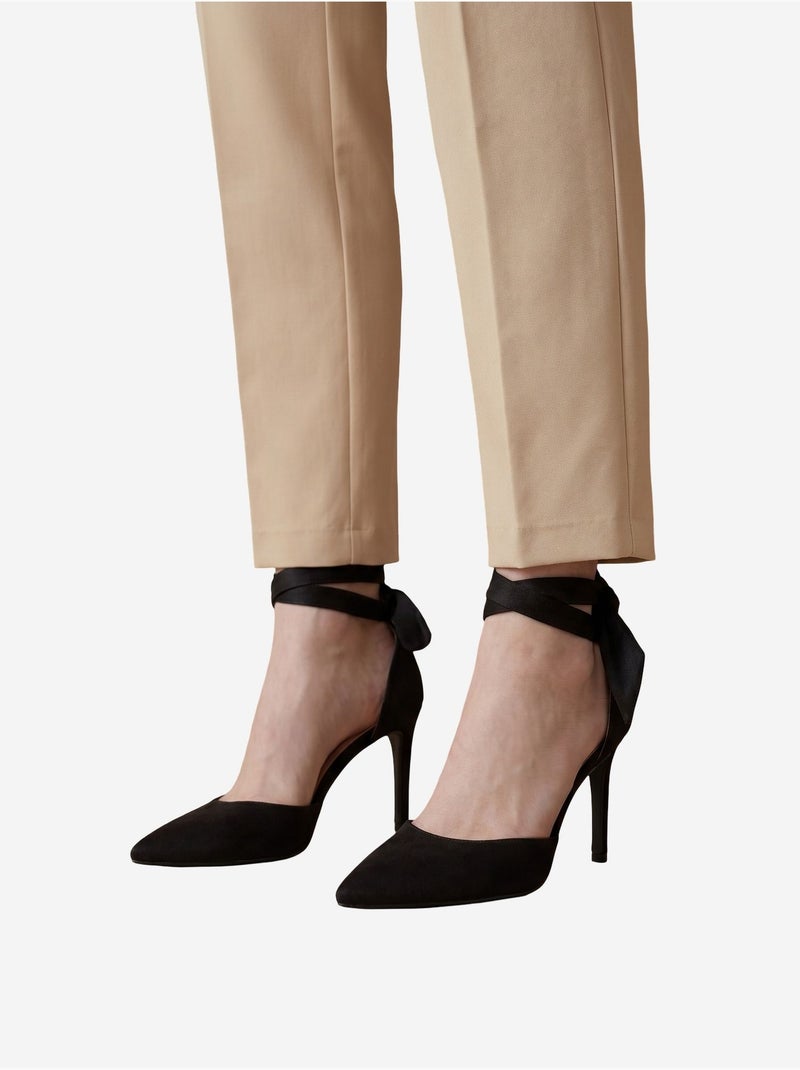 Pantaloni in crêpe a gamba dritta a vita alta con cintura my fashion Beige argilla - Kiabi