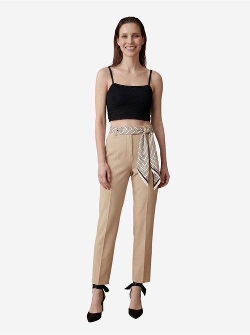 Pantaloni in crêpe a gamba dritta a vita alta con cintura my fashion - Kiabi Pantaloni in crêpe a gamba dritta a vita alta con cintura my fashion - Kiabi