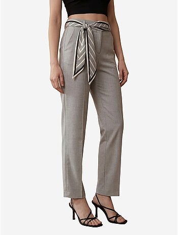 Pantaloni in crêpe a gamba dritta a vita alta con cintura my fashion