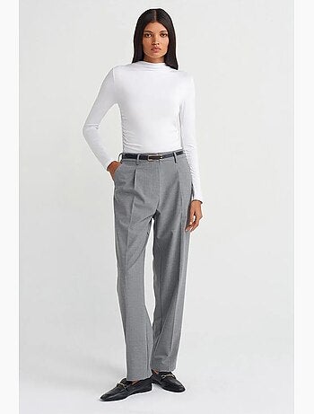 Pantaloni in crêpe a gamba dritta con cintura dilvin