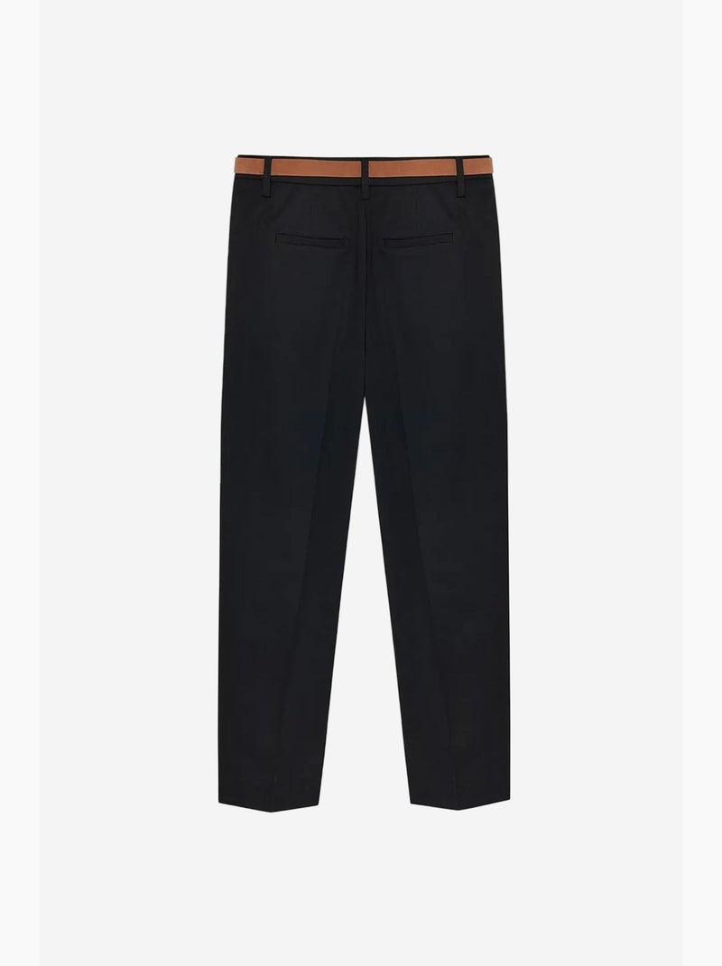 Pantaloni in crêpe a gamba dritta con cintura dilvin Nero - Kiabi