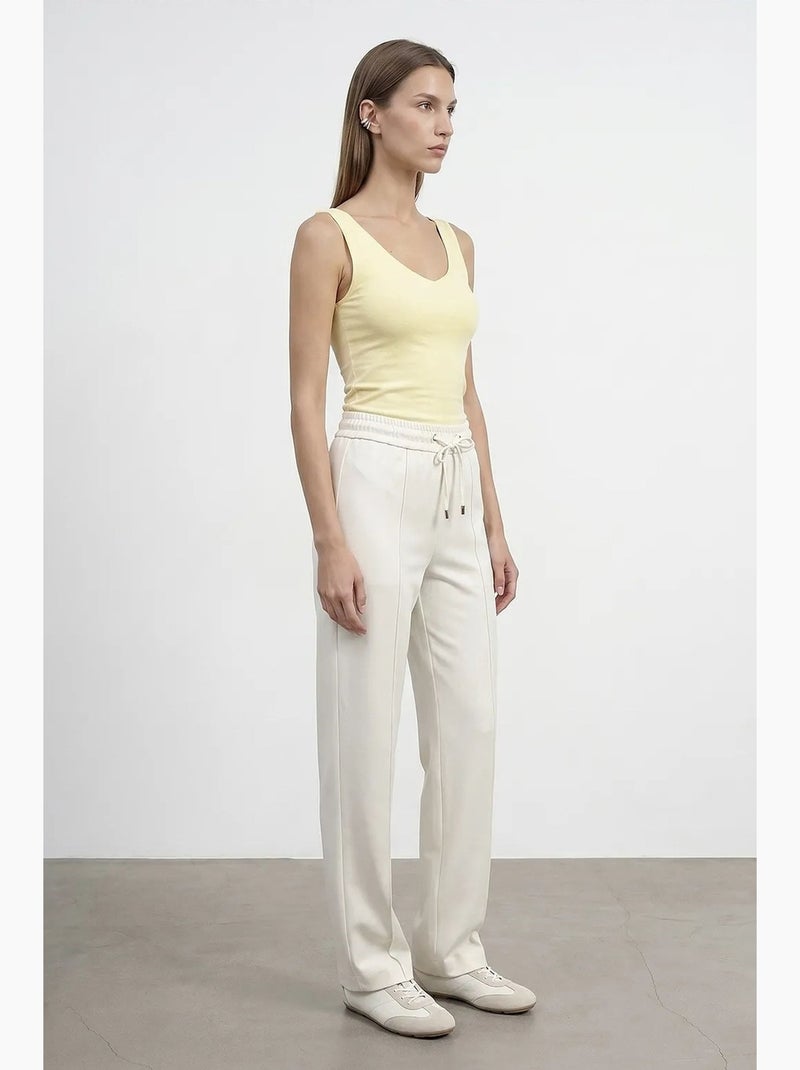 Pantaloni in crêpe a gamba dritta con vita con coulisse dilvin Bianco sporco - Kiabi