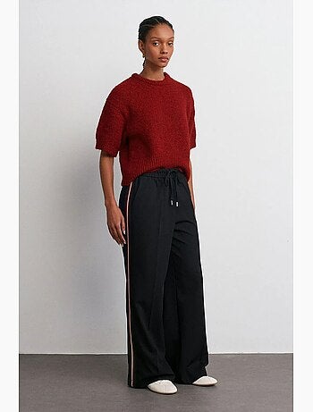 Pantaloni in crêpe a righe a gamba ampia dilvin