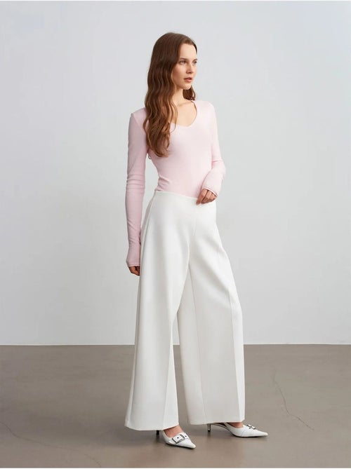 Pantaloni in crêpe a vita alta a gamba ampia - Kiabi Pantaloni in crêpe a vita alta a gamba ampia - Kiabi