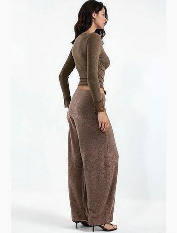 Pantaloni in crêpe a vita alta a gamba ampia busem