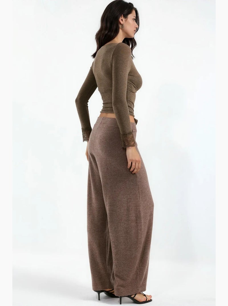 Pantaloni in crêpe a vita alta a gamba ampia busem Malva - Kiabi