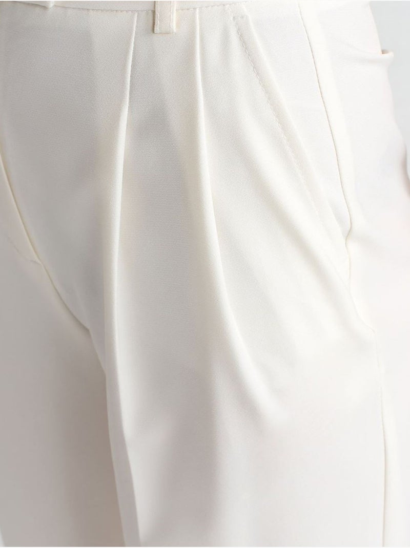 Pantaloni in crêpe a vita alta a gamba ampia con cintura dilvin Bianco sporco - Kiabi