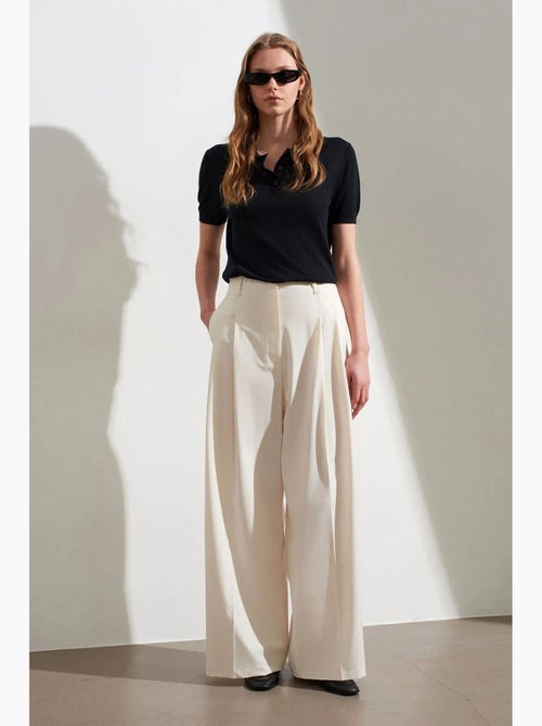 Pantaloni in crêpe a vita alta a gamba ampia da donna dilvin - Kiabi Pantaloni in crêpe a vita alta a gamba ampia da donna dilvin - Kiabi