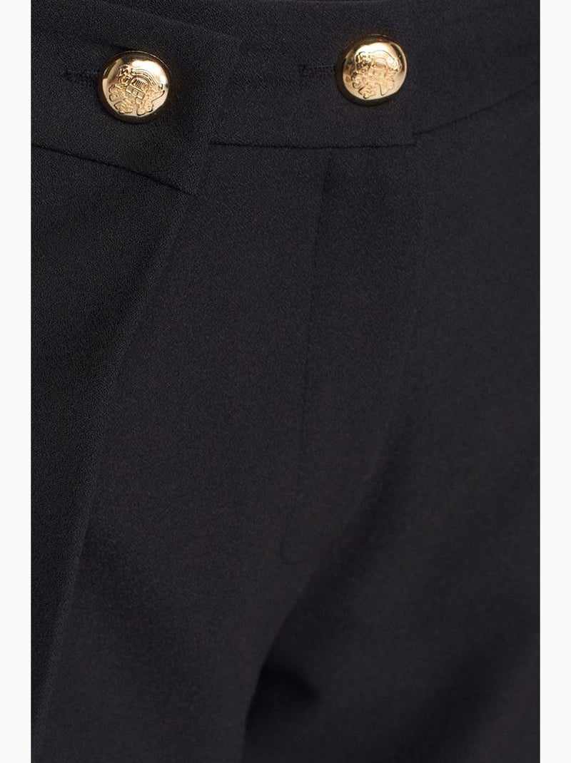 Pantaloni in crêpe a vita alta a gamba ampia da donna dilvin Nero - Kiabi