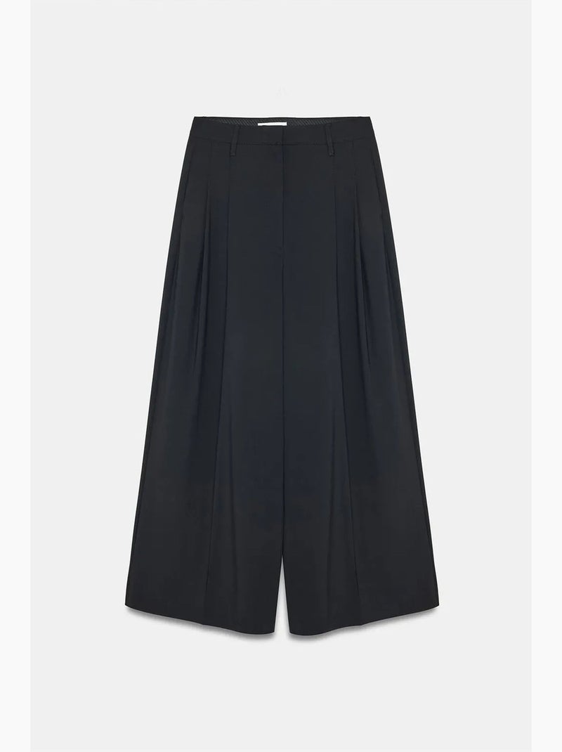 Pantaloni in crêpe a vita alta a gamba ampia da donna dilvin Nero - Kiabi