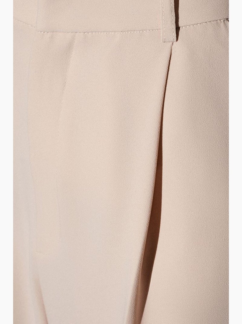 Pantaloni in crêpe a vita alta a gamba ampia dilvin Beige argilla - Kiabi