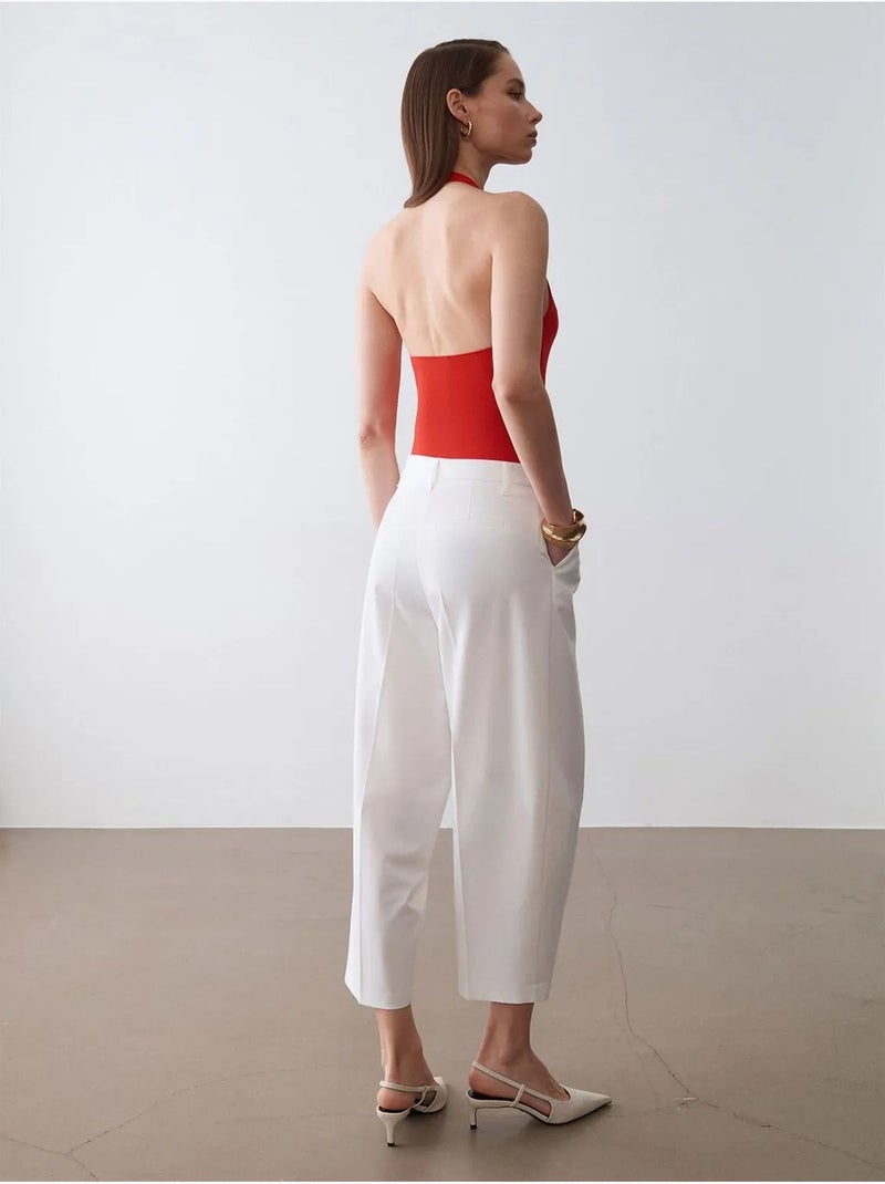 Pantaloni in crêpe a vita alta a gamba ampia dilvin Bianco - Kiabi