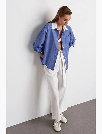 Pantaloni in crêpe a vita alta a gamba ampia dilvin