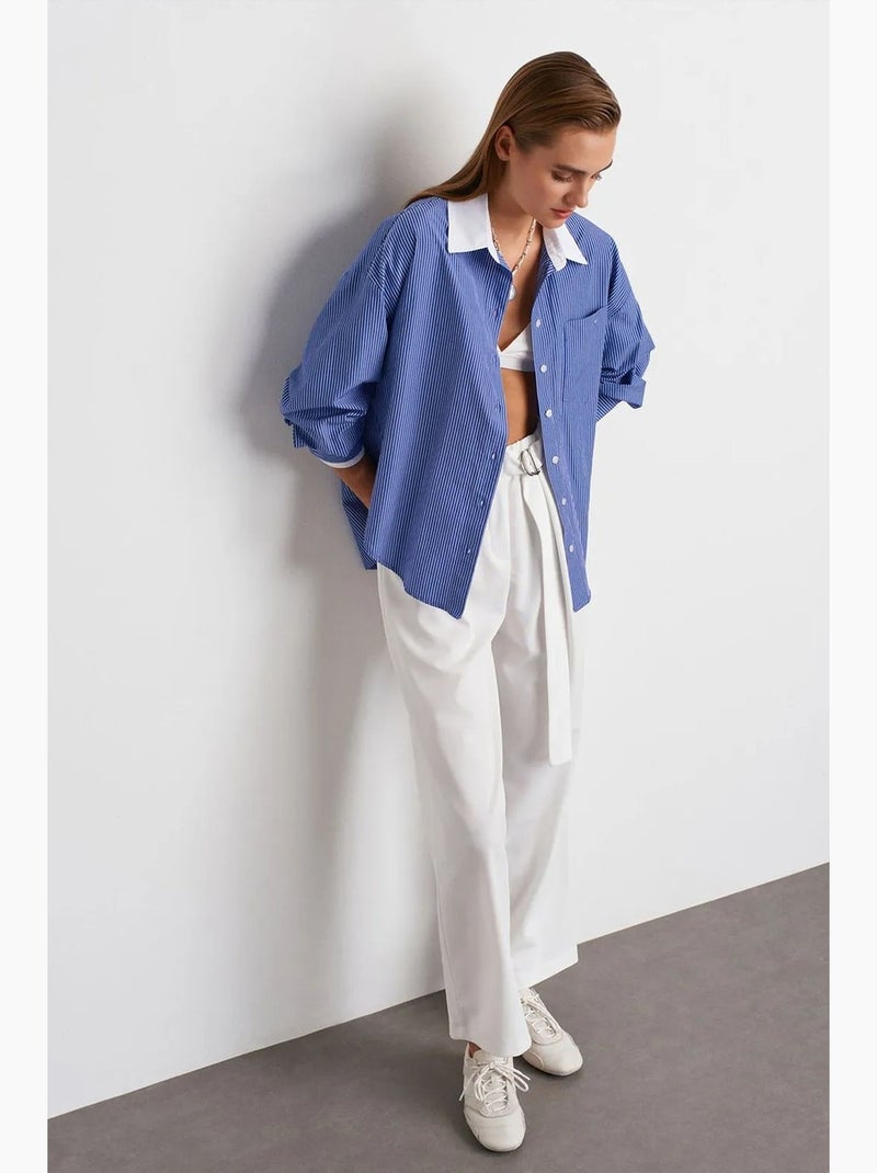 Pantaloni in crêpe a vita alta a gamba ampia dilvin Bianco - Kiabi