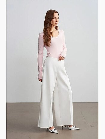 Pantaloni in crêpe a vita alta a gamba ampia dilvin