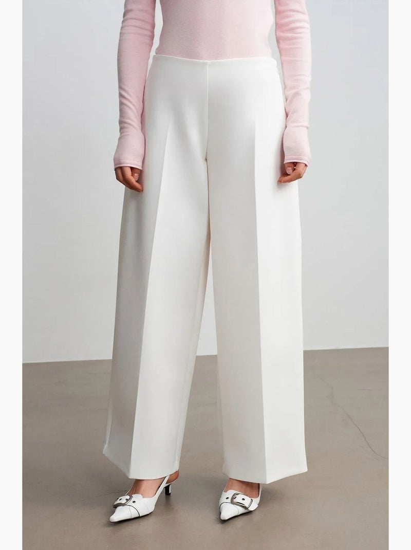 Pantaloni in crêpe a vita alta a gamba ampia dilvin Bianco sporco - Kiabi