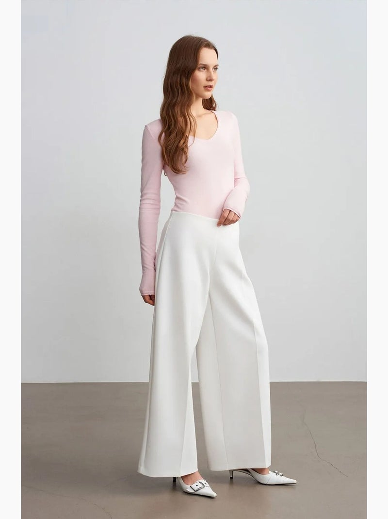 Pantaloni in crêpe a vita alta a gamba ampia dilvin Bianco sporco - Kiabi