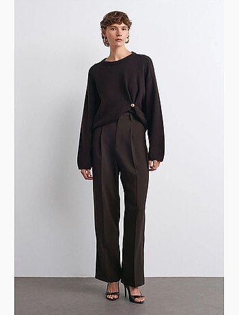 Pantaloni in crêpe a vita alta a gamba ampia dilvin