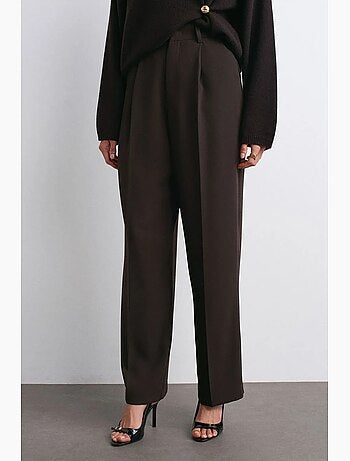 Pantaloni in crêpe a vita alta a gamba ampia dilvin
