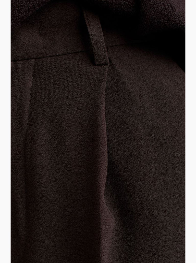 Pantaloni in crêpe a vita alta a gamba ampia dilvin Marrone cioccolato - Kiabi