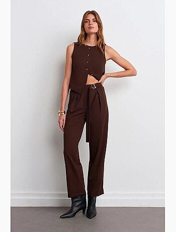 Pantaloni in crêpe a vita alta a gamba ampia dilvin