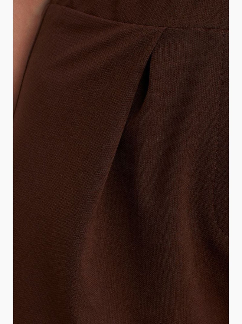 Pantaloni in crêpe a vita alta a gamba ampia dilvin Marrone cioccolato - Kiabi