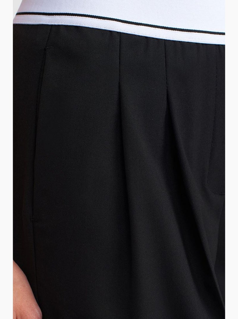 Pantaloni in crêpe a vita alta a gamba ampia dilvin Nero - Kiabi