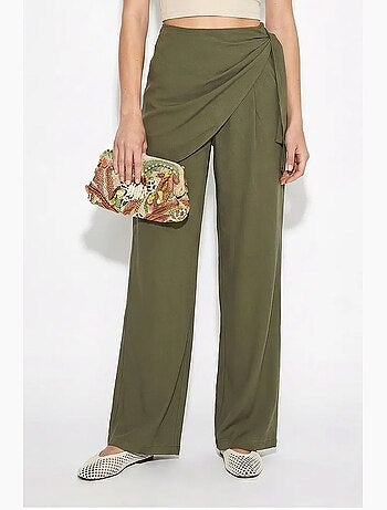 Pantaloni in crêpe a vita alta a gamba ampia lucci