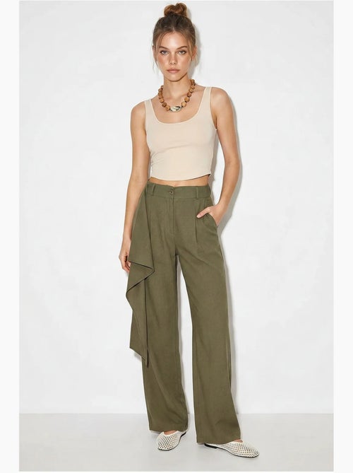 Pantaloni in crêpe a vita alta a gamba ampia lucci - Kiabi Pantaloni in crêpe a vita alta a gamba ampia lucci - Kiabi