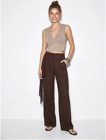 Pantaloni in crêpe a vita alta a gamba ampia lucci