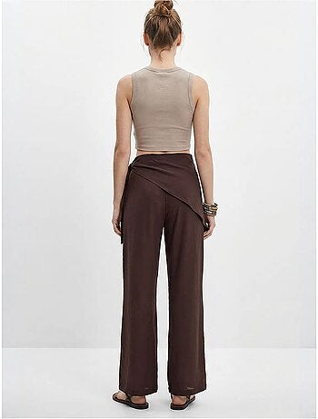 Pantaloni in crêpe a vita alta a gamba ampia lucci