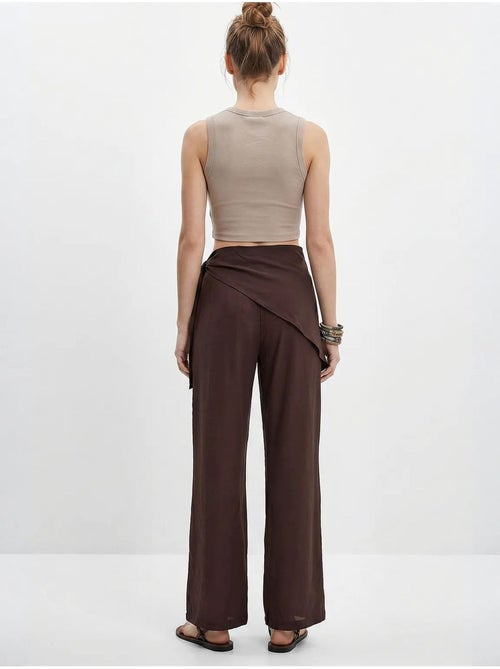 Pantaloni in crêpe a vita alta a gamba ampia lucci - Kiabi Pantaloni in crêpe a vita alta a gamba ampia lucci - Kiabi