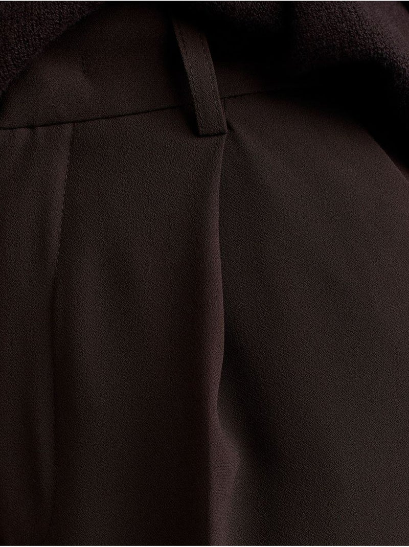 Pantaloni in crêpe a vita alta a gamba ampia Marrone cioccolato - Kiabi