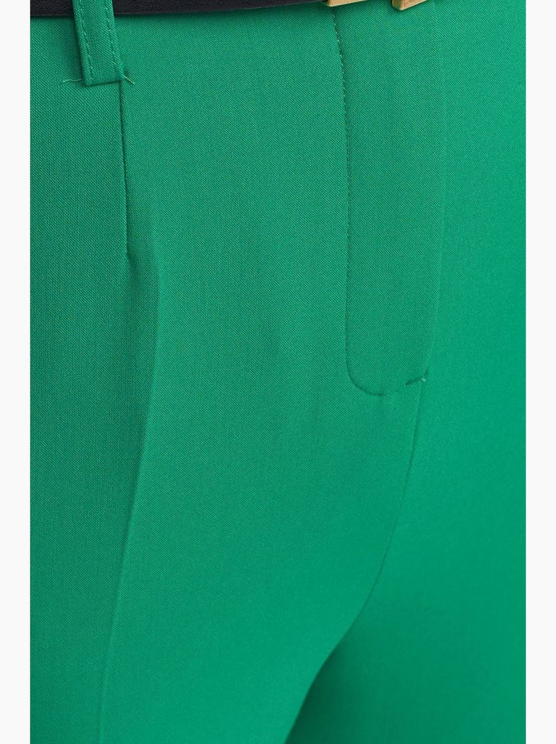 Pantaloni in crêpe a vita alta a gamba dritta con cintura dilvin Verde - Kiabi