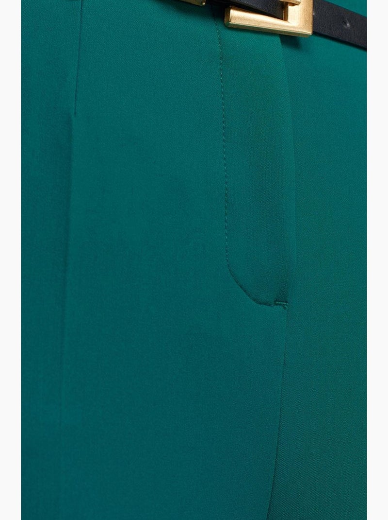 Pantaloni in crêpe a vita alta a gamba dritta con cintura dilvin Verde smeraldo - Kiabi
