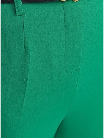 Pantaloni in crêpe a vita alta a gamba dritta con cintura
